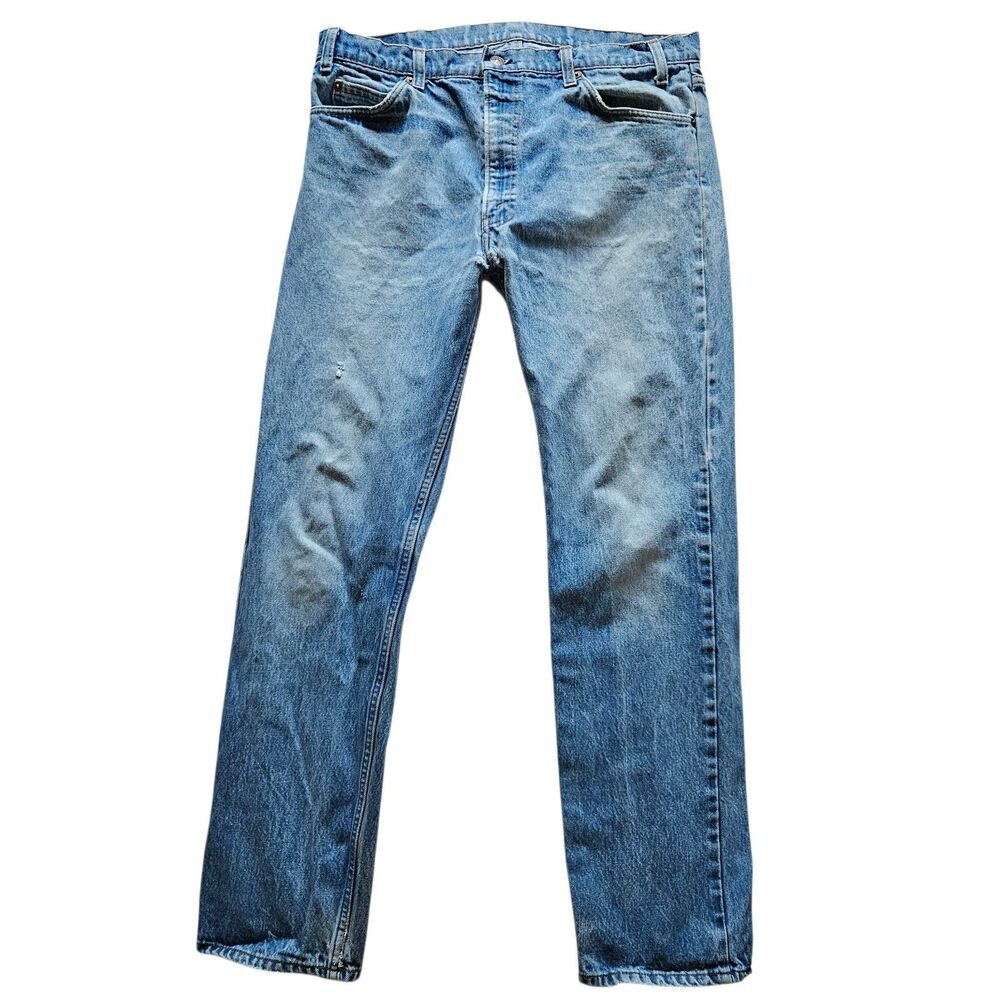 80s Levis Jeans Orange Tab 20505 0217 Size 36 X 31 Faded Distressed Made In USA